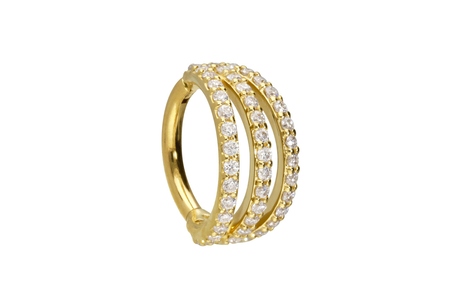 14/18 Karat Gold Segmentring Clicker Piercing EINGEFASSTE MOISSANITE + 3 RINGE